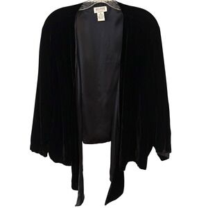 NWT Allison Taylor Women's Black Satin Velvet Reversible Jacket in Size 3X